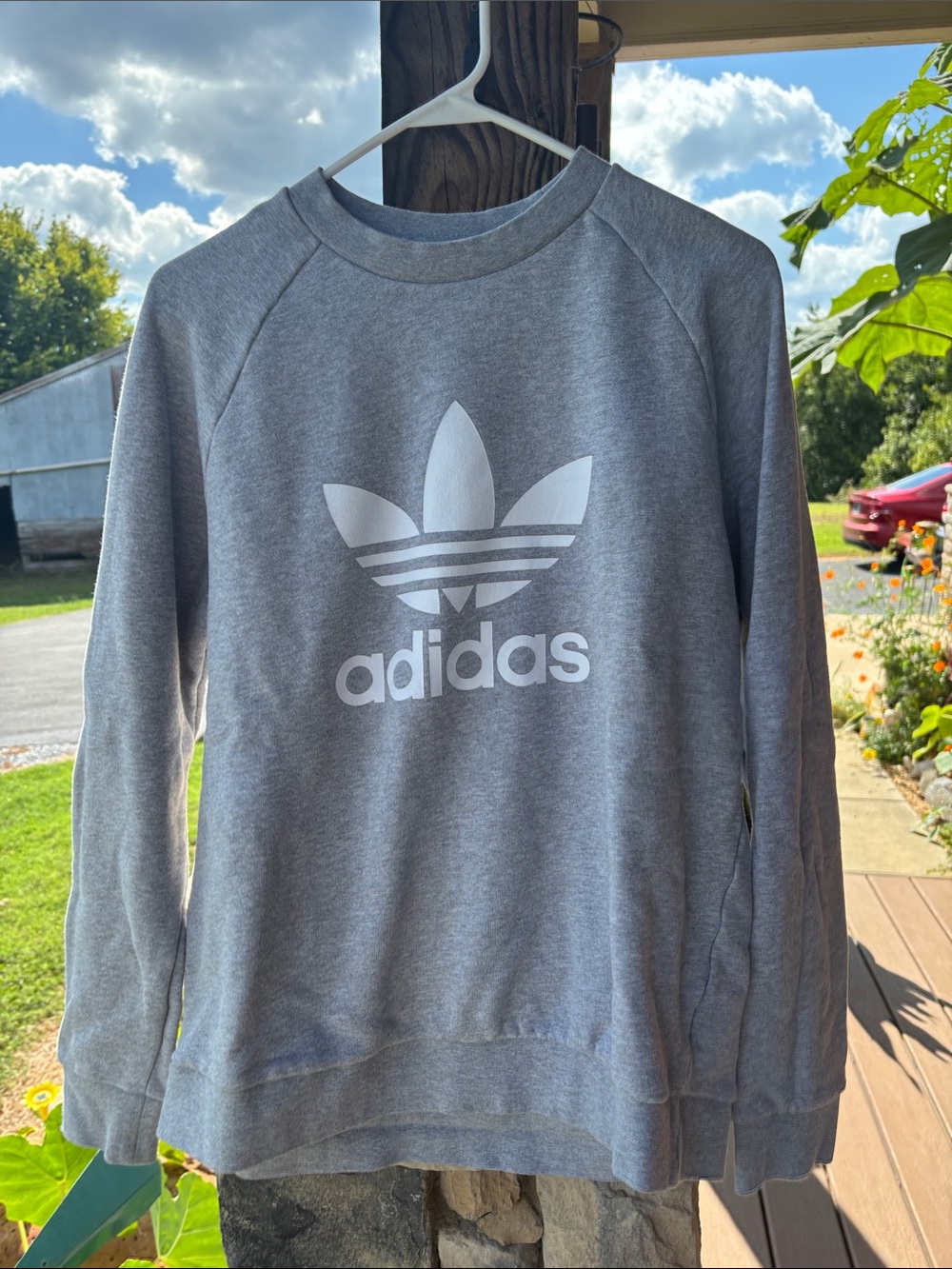 adidas Gray Crewneck Sweatshirt with White Trefoil Logo